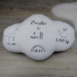 Coussin personnalisé bébé - Cadeau naissance déco